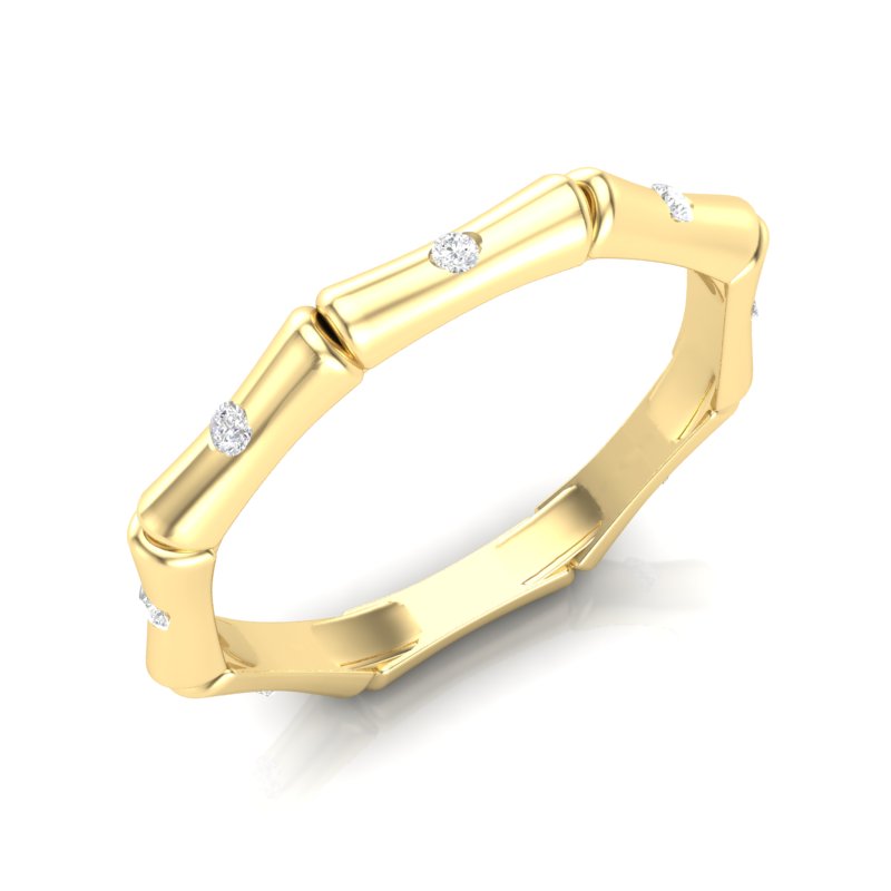 14k Diamond Bamboo Ring GGDB-180-D,  Rings & Stackable Bands, Diamond, Rings & Stackable Bands, Belarino