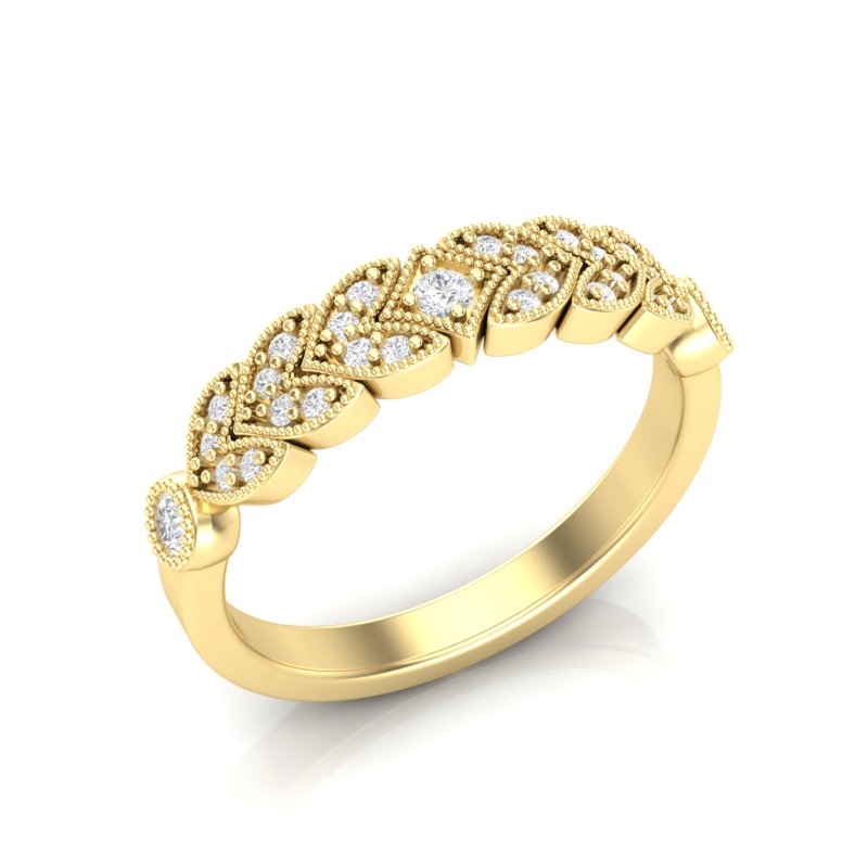 14k Diamond Heart Design Ring or Wedding Band GGDB-164-D,  Rings & Stackable Bands, Diamond, Rings & Stackable Bands, Belarino
