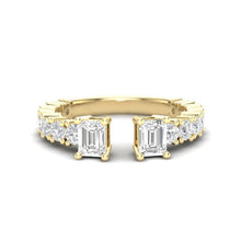 Load image into Gallery viewer, 14K Gold Two Stone Diamond Emerald Cut Open Ring/Stacking Ring. GGDB-290.2-D,  Rings &amp; Stackable Bands, Diamond, Rings &amp; Stackable Bands, Belarino
