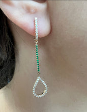Load image into Gallery viewer, 14K Diamond &amp; Emerald Teardrop Dangle Earring ABE-107/3-EMD,  Earring, Earring, Belarino
