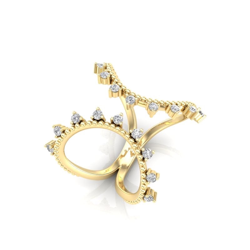 14K Diamond Fashion Open Cuff Ring ABE-345-D,  diamond ring, Diamond, Belarino