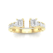 Load image into Gallery viewer, 14K Gold Two Stone Diamond Emerald Cut Open Ring/Stacking Ring. GGDB-290.2-D,  Rings &amp; Stackable Bands, Diamond, Rings &amp; Stackable Bands, Belarino
