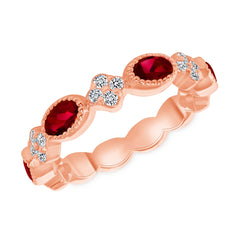 14K Rose Gold Ruby & Diamond Stackable Ring,  Color Stones, Color Stones, Rings & Stackable Bands, Belarino