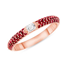 Load image into Gallery viewer, 14K Gold Ruby &amp; Emerald-cut Diamond Half Eternity Stackable Ring,  Color Stones, Color Stones, colorstone rings, Rings &amp; Stackable Bands, Belarino
