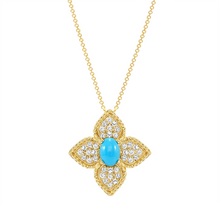 Load image into Gallery viewer, 14K Yellow Gold Diamond &amp; Turquoise Necklace/Pendant. GGDP-136Y-TQD,  Pendant, Pendant, Belarino
