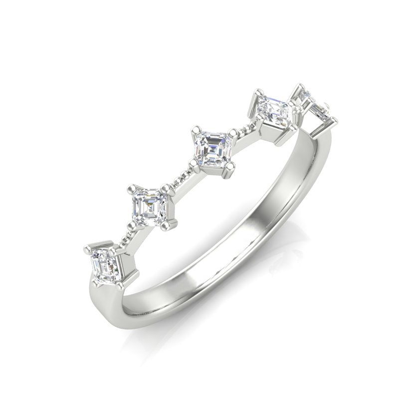 14K Asscher-cut Diamond Wedding/Stackable Ring ABB-432/1-D,  diamond ring, Diamond, Belarino