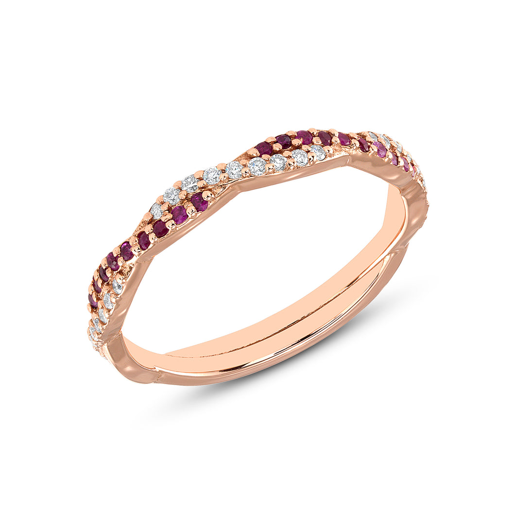 14K Gold Twisted Braid Diamond & Ruby Ring GGDB-146R-RUD,  Color Stones, Color Stones, Belarino