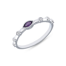 Load image into Gallery viewer, 14K Gold Marquise Amethyst &amp; Diamond Bezel Ring/Bezel Set Stacking Ring/Color-stone Stacking Band GGDB-106W-AMD,  Color Stones, Color Stones, Belarino
