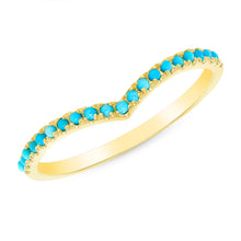 Load image into Gallery viewer, 14K Turquoise V-Shaped Chevron Stacking Band. GGDB-199-TQF,  Color Stones, Color Stones, Belarino
