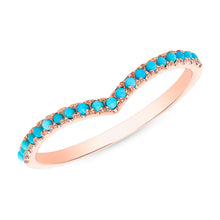 Load image into Gallery viewer, 14K Turquoise V-Shaped Chevron Stacking Band. GGDB-199-TQF,  Color Stones, Color Stones, Belarino
