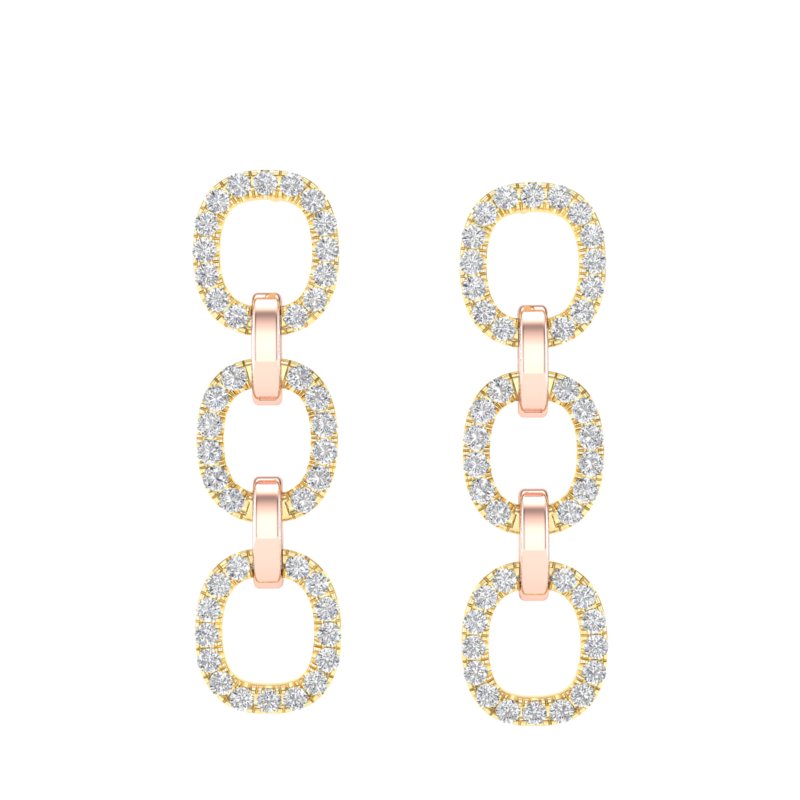 14k Gold Diamond Chain-Link Drop Earrings. GGDE-102.2C4-D,  Earring, Earring, Belarino