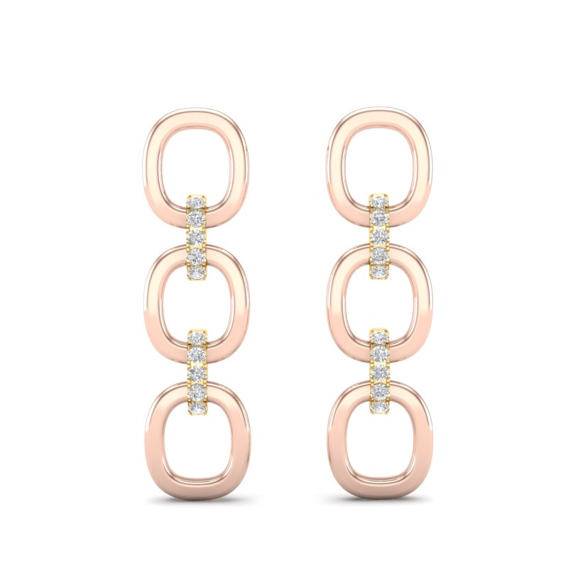 14k Gold Diamond Chain-Link Drop Earrings. GGDE-102.1C5-D,  Earring, Earring, Belarino
