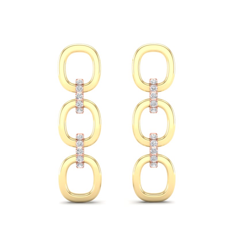 14k Gold Diamond Chain-Link Drop Earrings GGDE-102.1C4-D,  Earring, Earring, Belarino