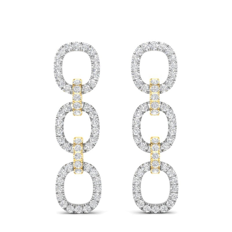 14k Gold Diamond Chian-Link Drop Earrings GGDE-102.3C1-D,  Earring, Earring, Belarino