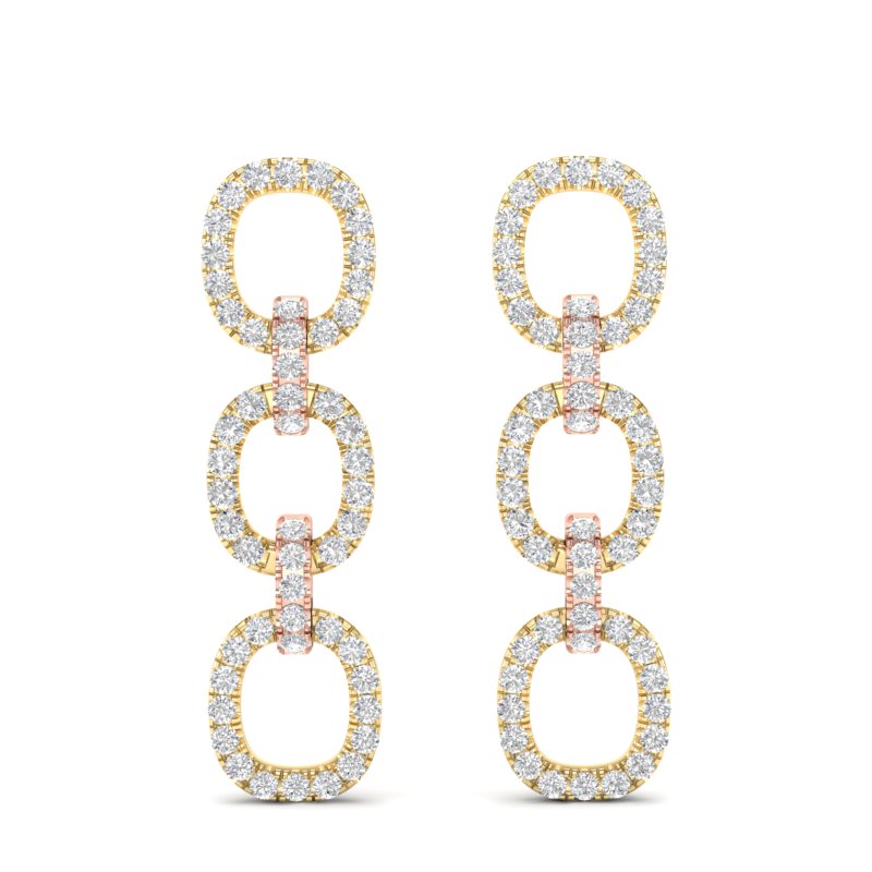 14k Gold Diamond Chain-Link Drop Earrings GGDE-102.3C4-D,  Earring, Earring, Belarino