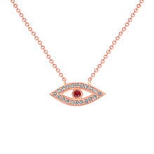 Load image into Gallery viewer, 14K Gold Diamond &amp; Pink Sapphire Evil Eye Pendant. GGDP_109R-RUD,  Pendant, Pendant, Belarino
