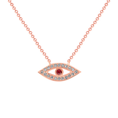 14K Gold Diamond & Pink Sapphire Evil Eye Pendant. GGDP_109R-RUD,  Pendant, Pendant, Belarino