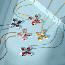 Load image into Gallery viewer, 14K Rose Gold Pink Sapphire &amp; Diamond Flower Pendant,  Pendant, Pendant, Belarino
