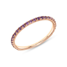 Load image into Gallery viewer, 14K Gold Stacking Amethyst Ring/Amethyst Wedding Band/Amethyst Minimal Dainty Ring GGDB-182/2R-AMF,  Color Stones, Color Stones, Belarino
